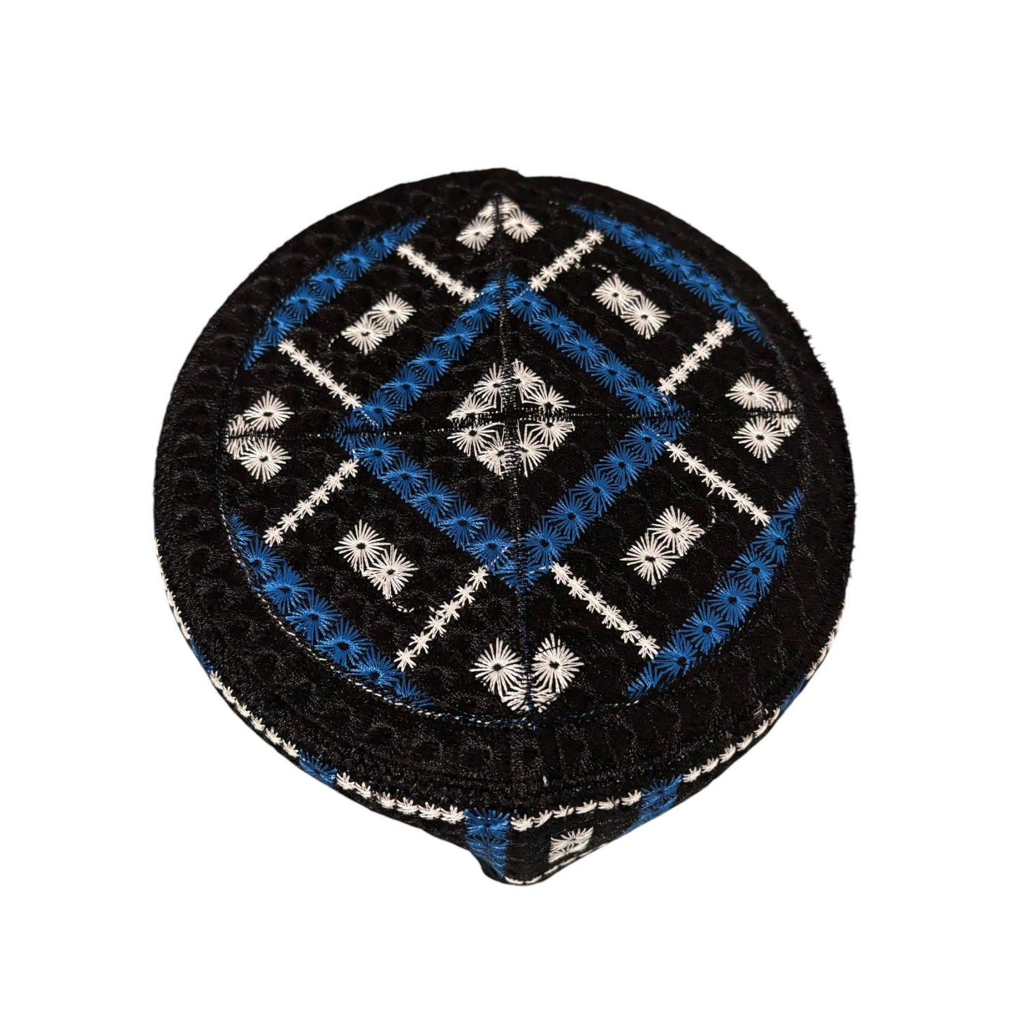 Turkish Kufi Sufi Artist Sindhi Balochi Topi - Trendy Colorful Topi - Handmade Embroidery Round Hat with Tiny Holes (Size 58 cm)