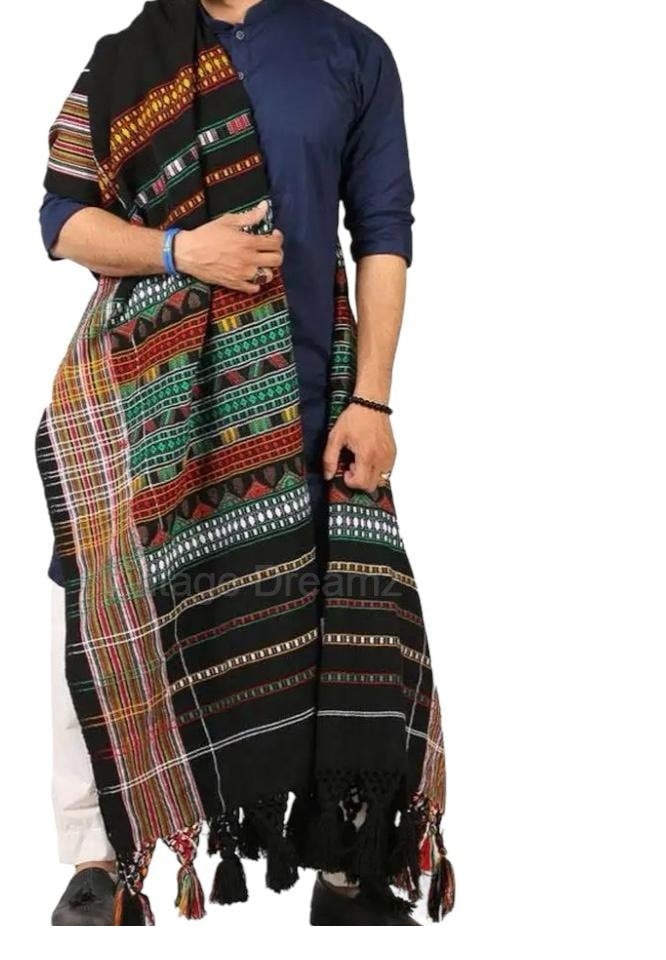 Thari Shawl with Embroidery, Sindhi Shawl, 2 Side Design Winter Shawl, Men & Women Shawl, Large Body Wraps ( L 228 × W 114 cm )