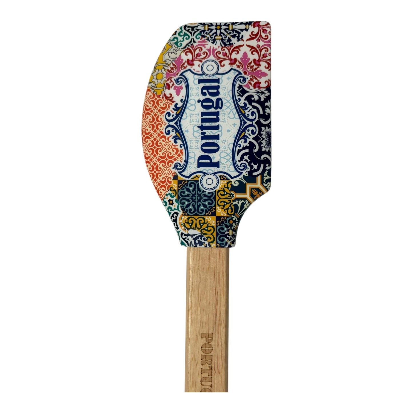 Portugal Azulejo Pattern Silicone Spatula: Wooden Handle Kitchen Decor