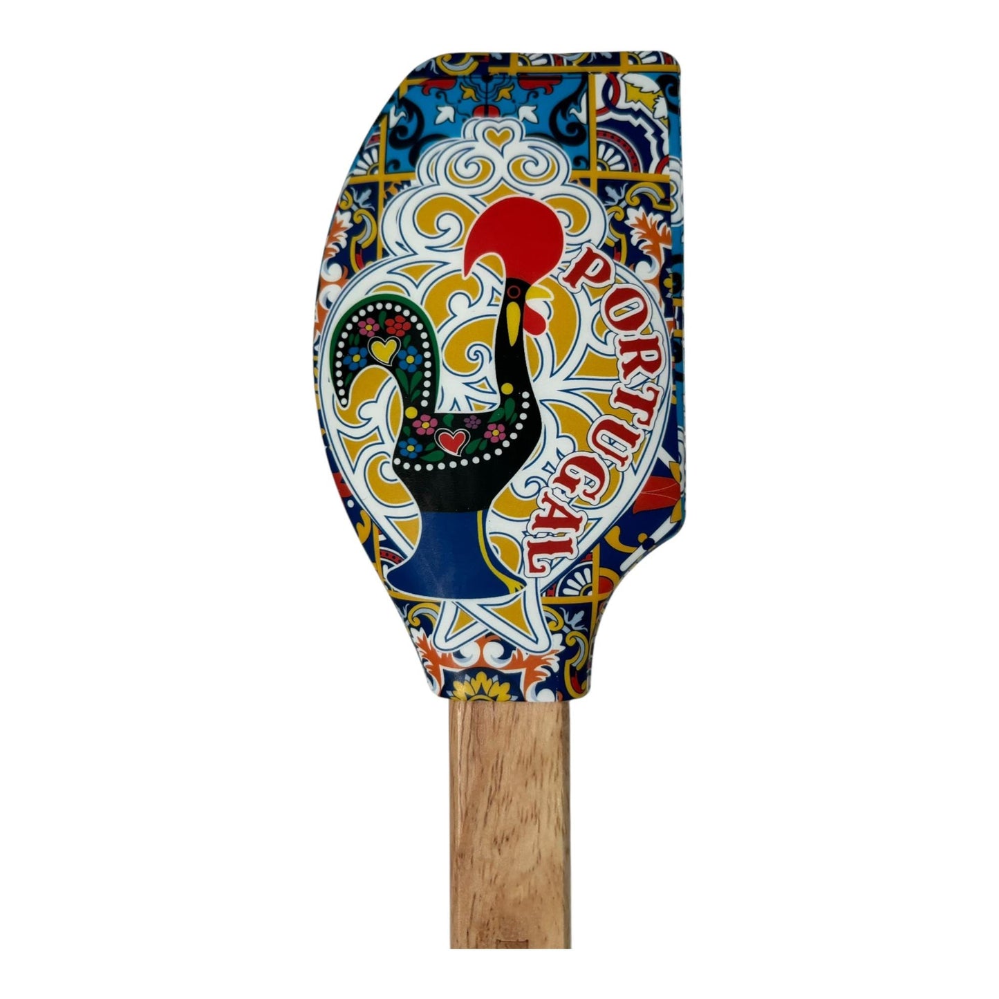 Portugal Azulejo Pattern Silicone Spatula: Wooden Handle Kitchen Decor