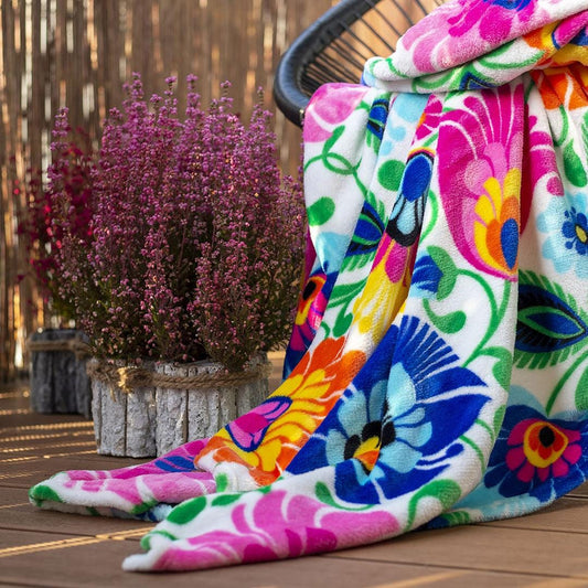 Floral Throw Blanket: Polish Folk Art Blanket (150x200 cm)