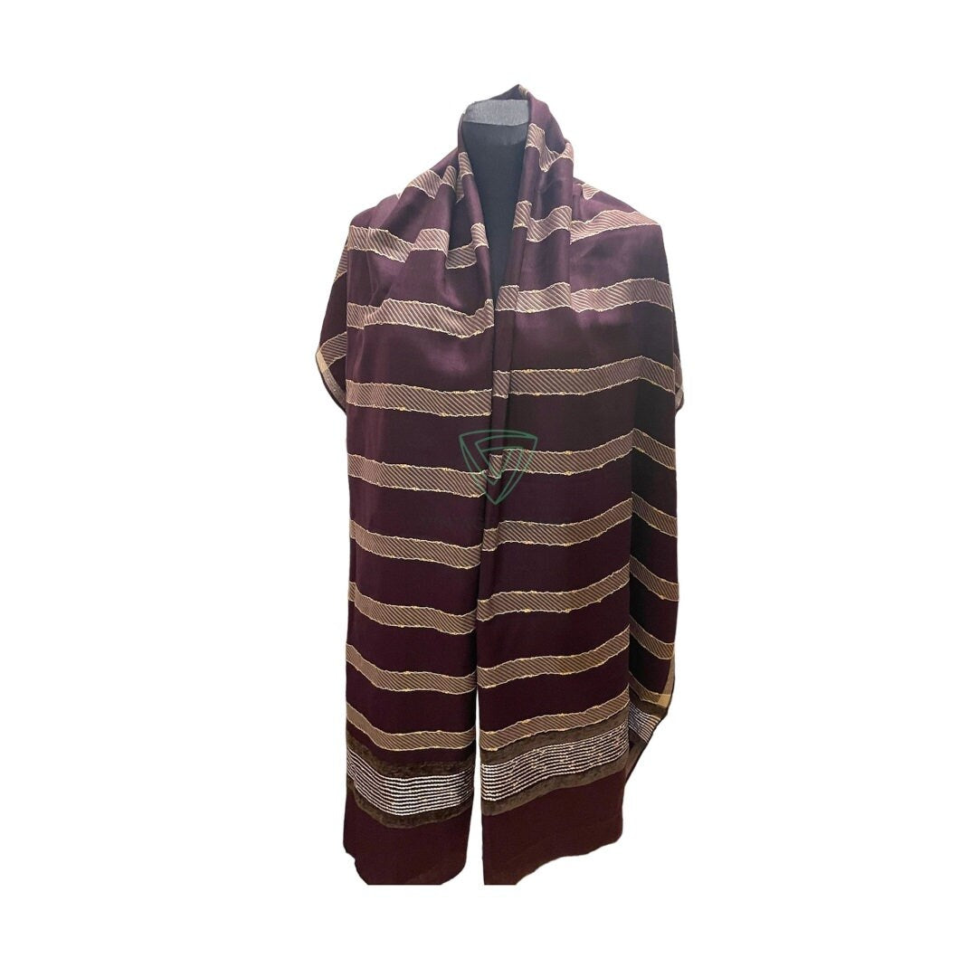 Woolen Shawls With Velvet Patch - Large Scarf for Women's & Girls ( L 82 x W 41 Inch )