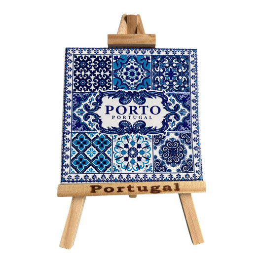 Portugal Ceramic Azulejo Tiles With Wooden Stand Portugese Pottery Home & Wall Decoration Beautiful Gift Souvenir from Portugal