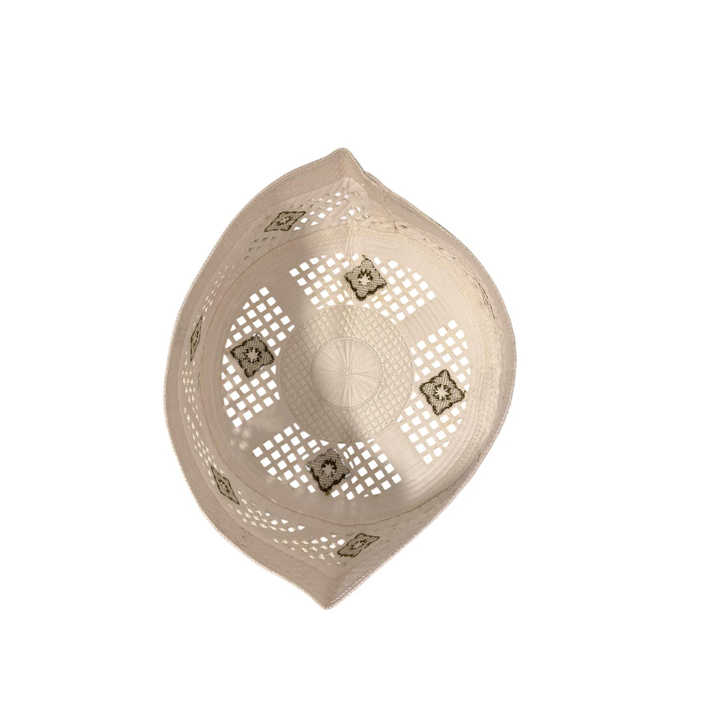 Designer Kufi Sufi Artist Hat - Trendy Unisex Cap - Machine Stitched Round Hat with Crystals Breathable Holes (Size 56-58 cm)