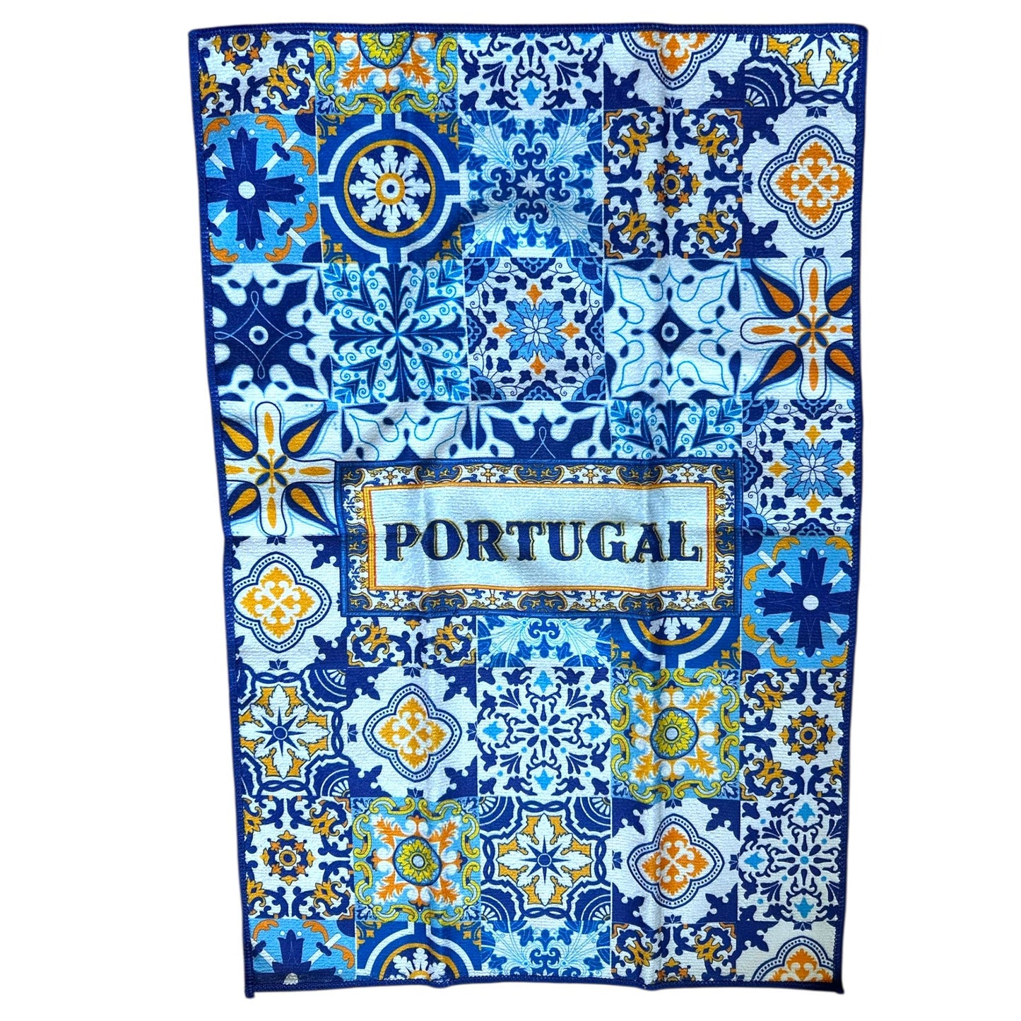 Kitchen Towels with Portuguese Monuments & Traditional Pattern : 100% Cotton , Traveler Gift Souvenir from Portugal