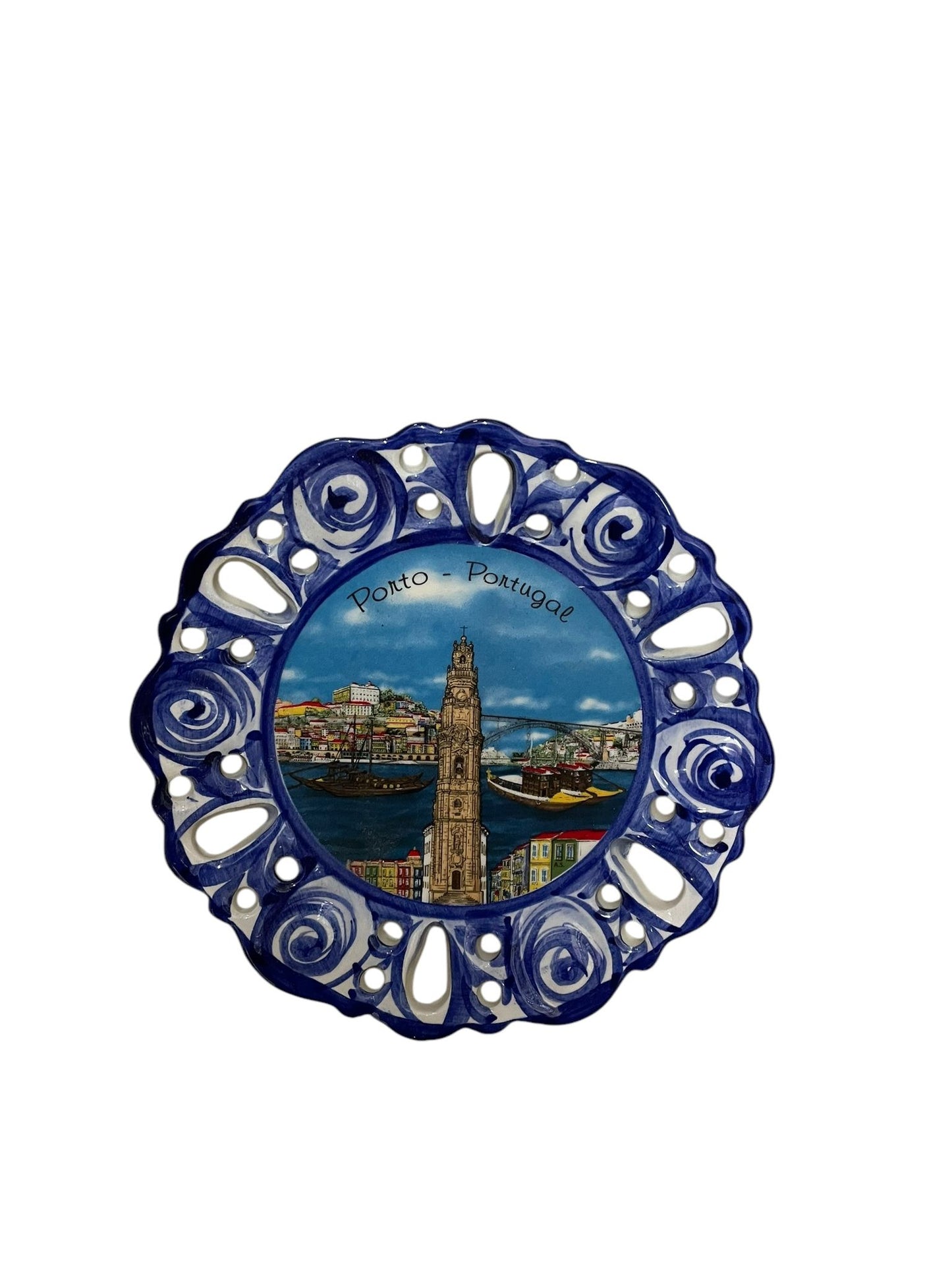 Portugal Azulejos Hand Painted Round Ceramic Plate Wall Decor Hanging Portugese Azulejoes Pottery Beautiful Gift from Portugal