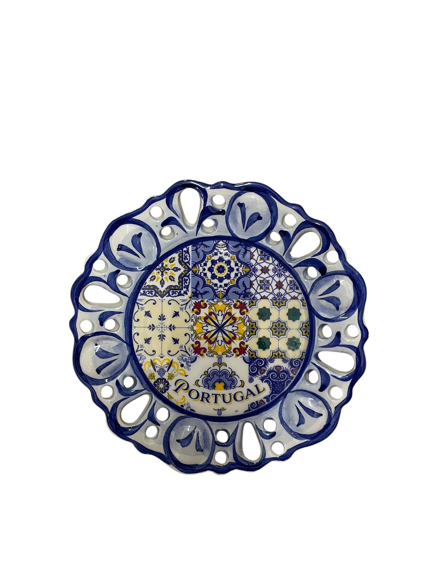 Portugal Azulejos Hand Painted Round Ceramic Plate Wall Decor Hanging Portugese Azulejoes Pottery Beautiful Gift from Portugal