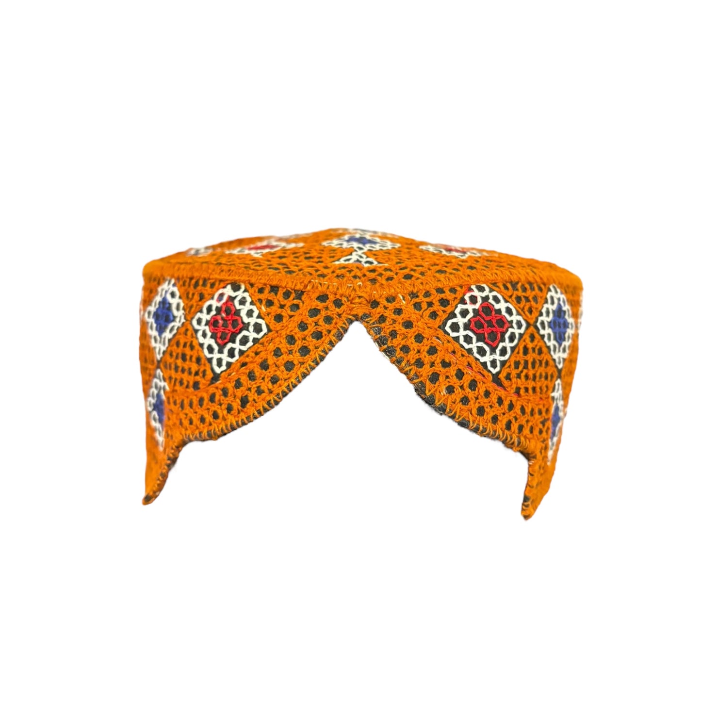 Sindhi Balochi Kufi Sufi Artist Topi - Trendy Unisex Hat - Handmade Embroidery Front Cut Cap - Dice Pattern - (55 to 57 cm)