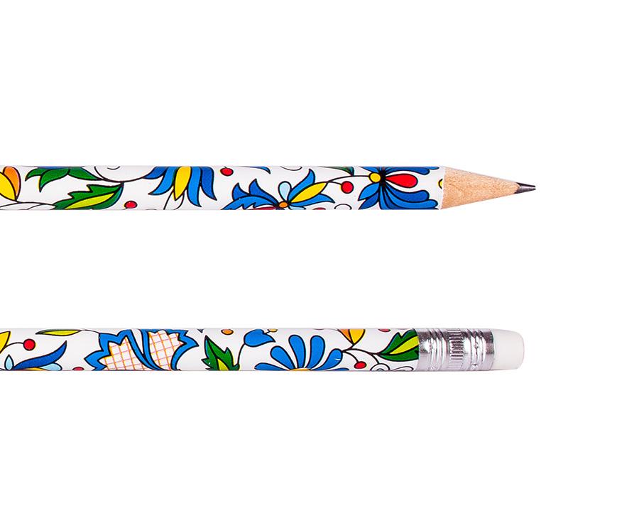 Pencils with Eraser Poland Folk Stylized Decorations Pencils with Vivid Colors and Interesting Compositions (Set of 9 Pencils)