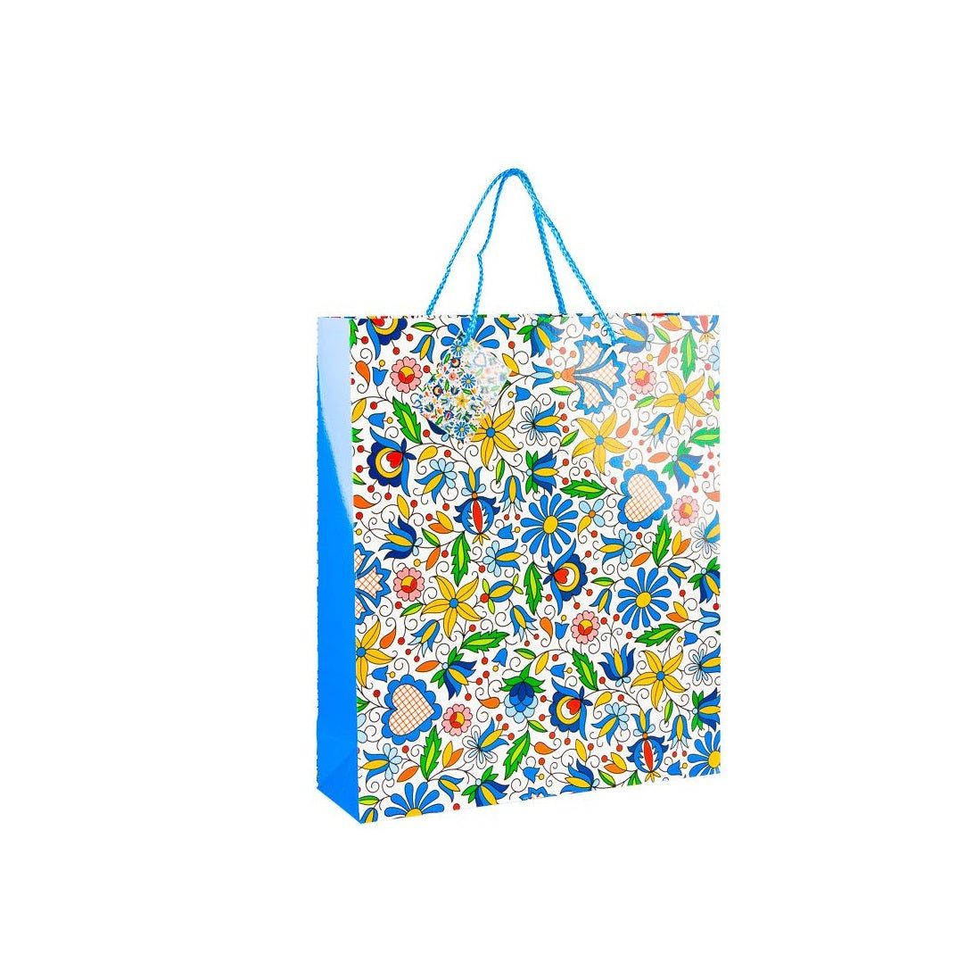 Paper Gift Bags with Small Greeting Card with Polish Folk Art Designs , Shopping Bags for Parties, Memorable Tourist Gift