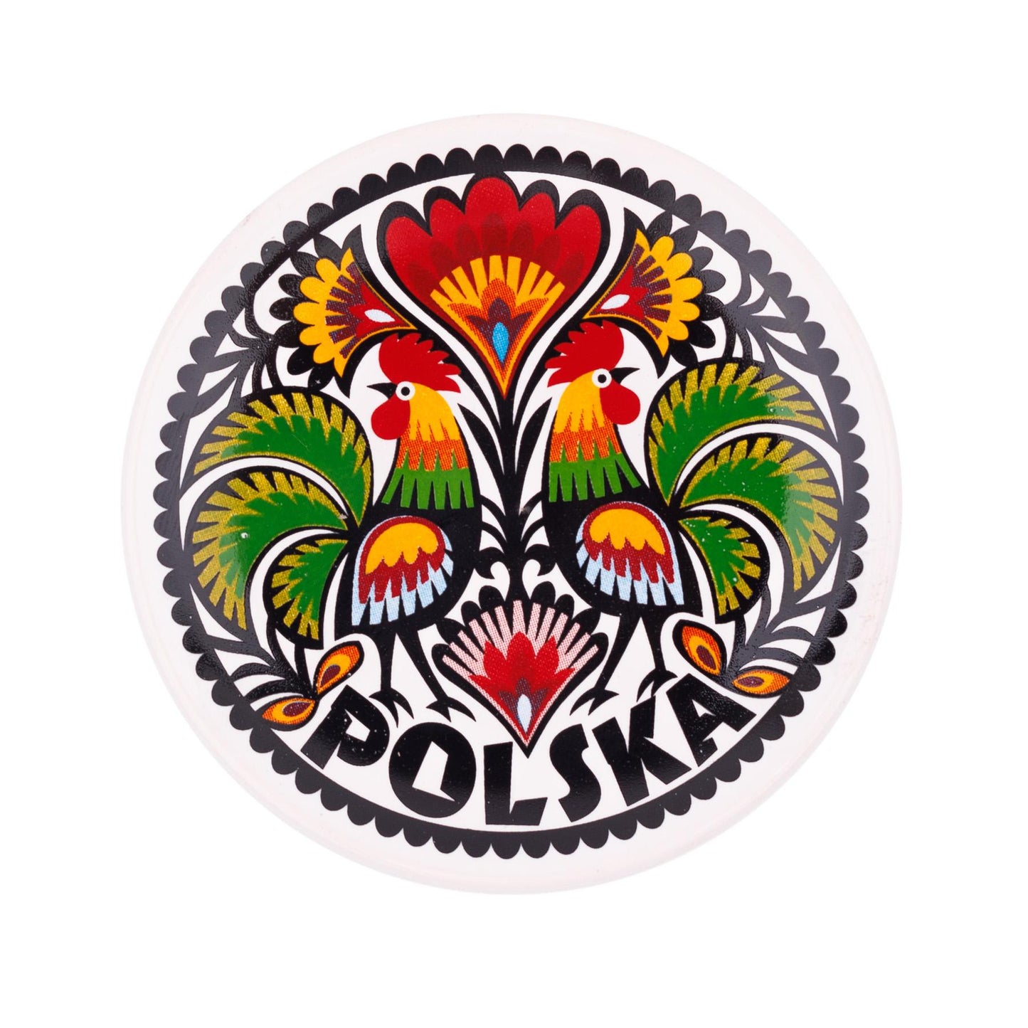 Round Glass & Ceramic Fridge Magnets Folk Patterns from Poland