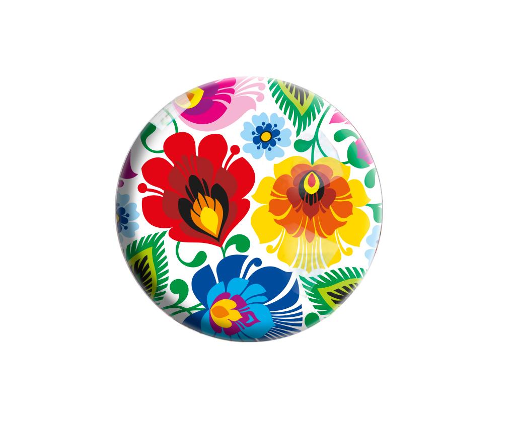 Round Glass & Ceramic Fridge Magnets Folk Patterns from Poland