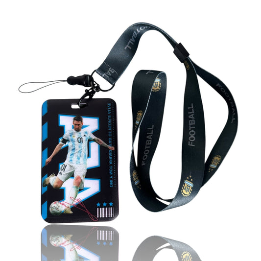 Football Lanyard with Famous Football Icons Badge - ID Badge Lanyard for Hard Vertical ID Card Holders for Multi Purpose Use