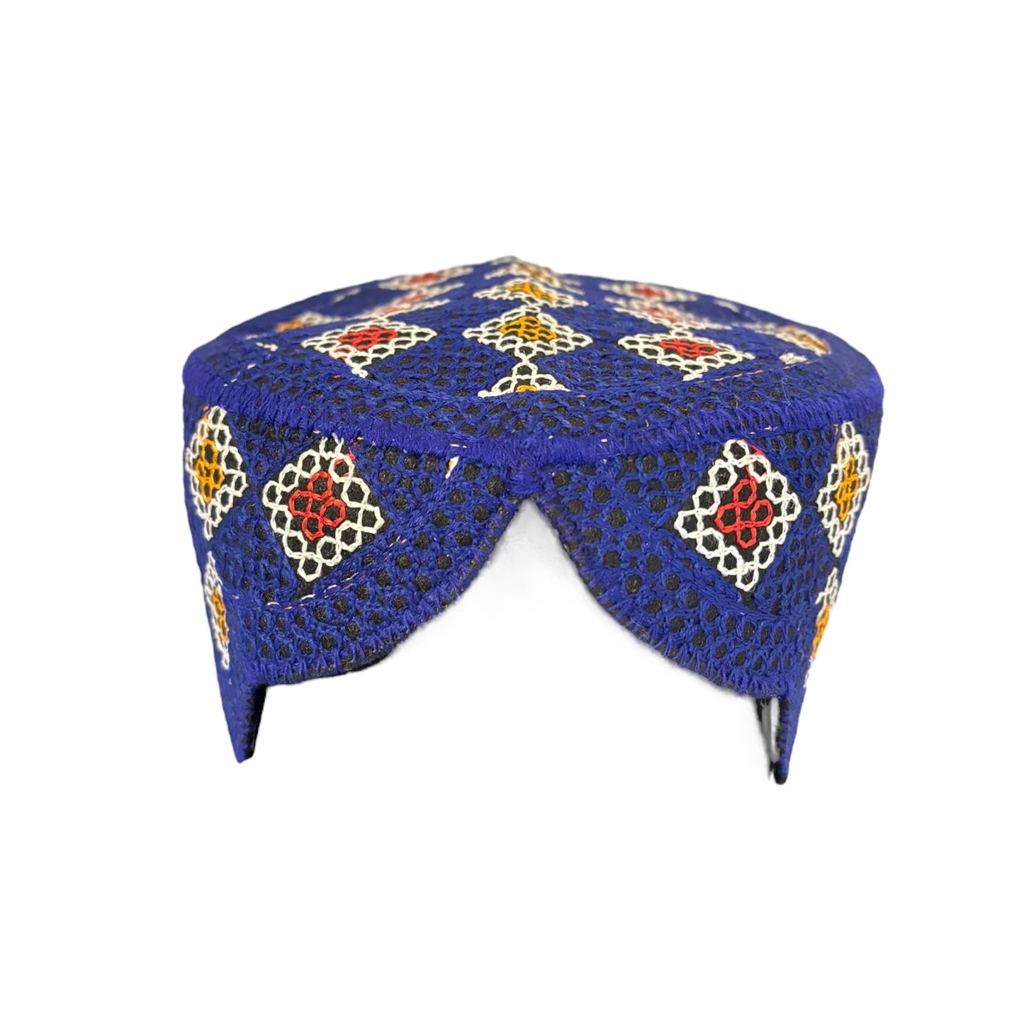 Sindhi Balochi Kufi Sufi Artist Topi - Trendy Unisex Hat - Handmade Embroidery Front Cut Cap - Dice Pattern - (55 to 57 cm)