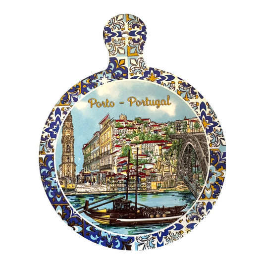 Portuguese Ceramic Wall Plate: 3D Decorative Art, Cork Backed