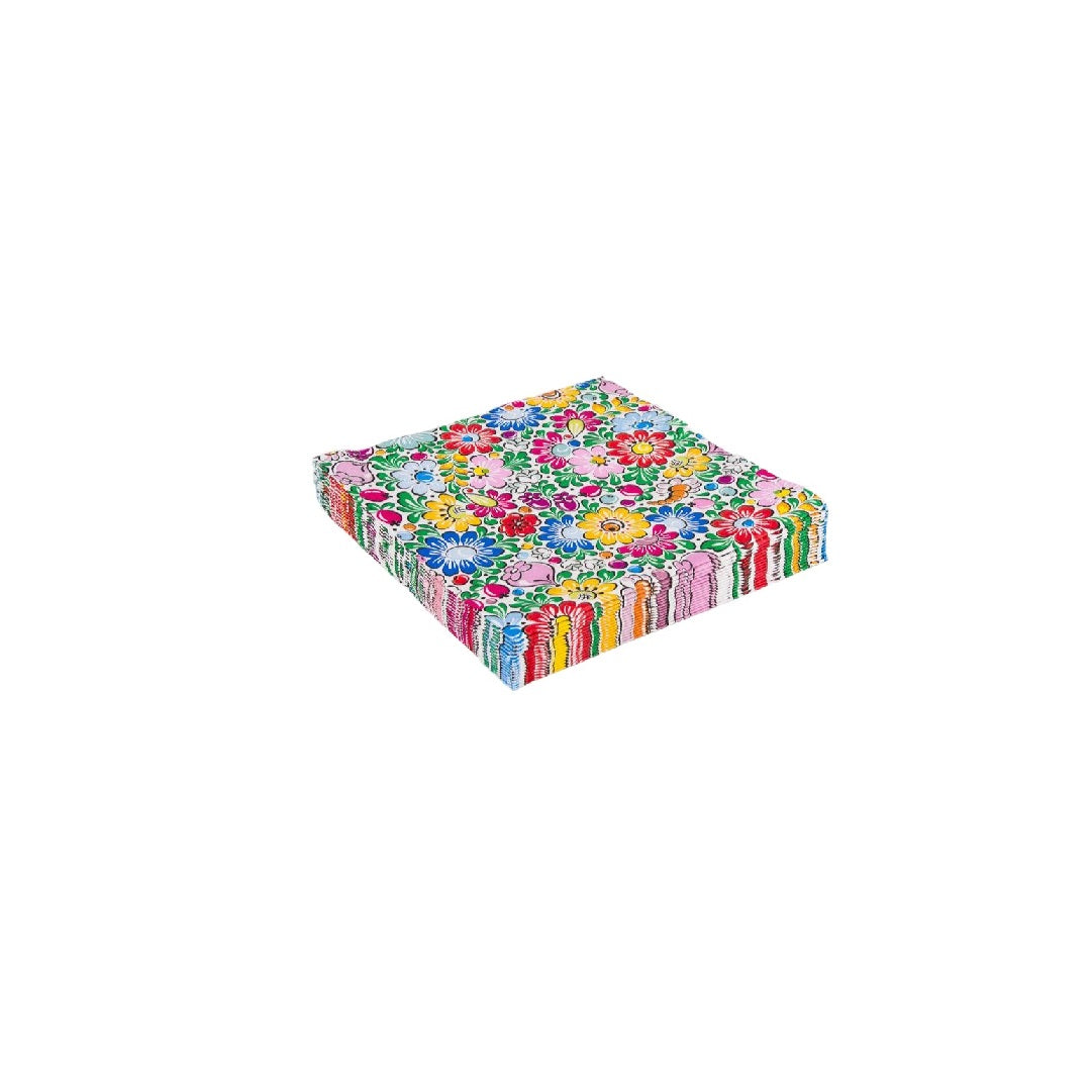 Polish Folk Art Paper Napkins: Floral Design, 3-Ply (Set of 20)