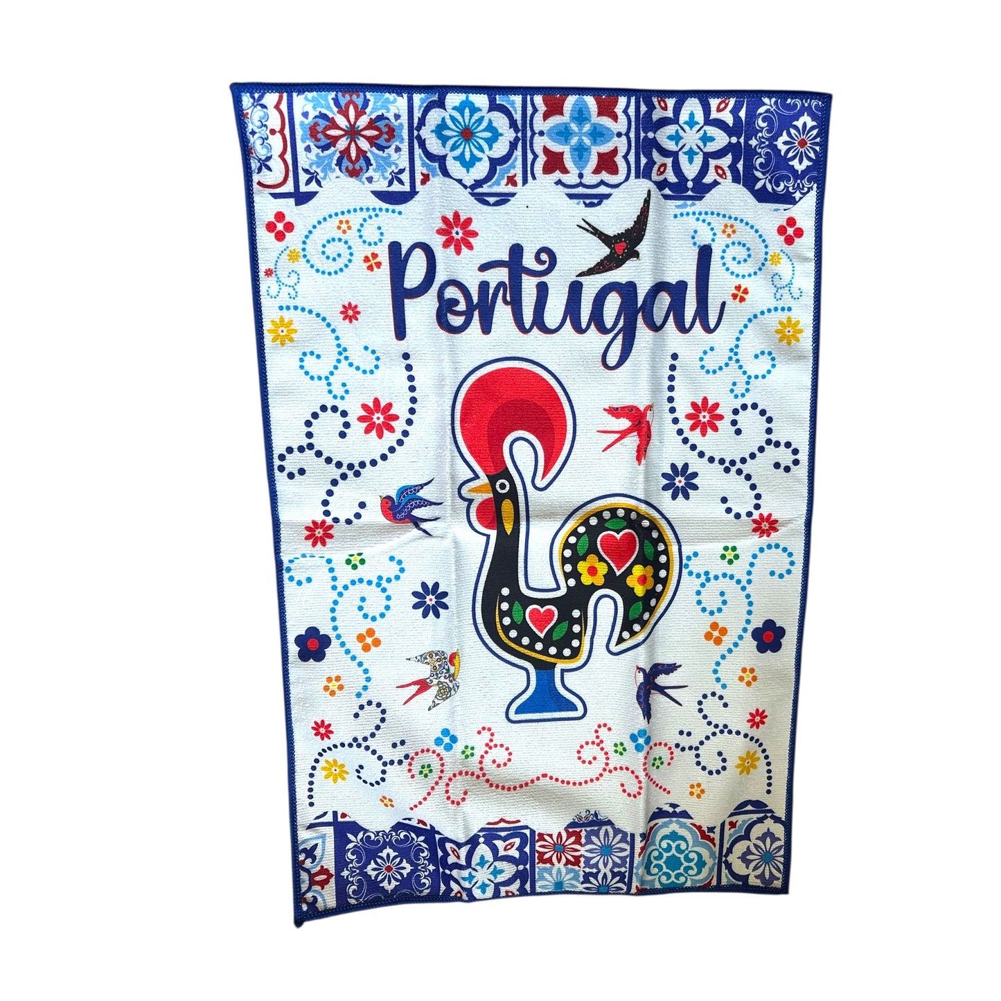 Kitchen Towels with Portuguese Monuments & Traditional Pattern : 100% Cotton , Traveler Gift Souvenir from Portugal