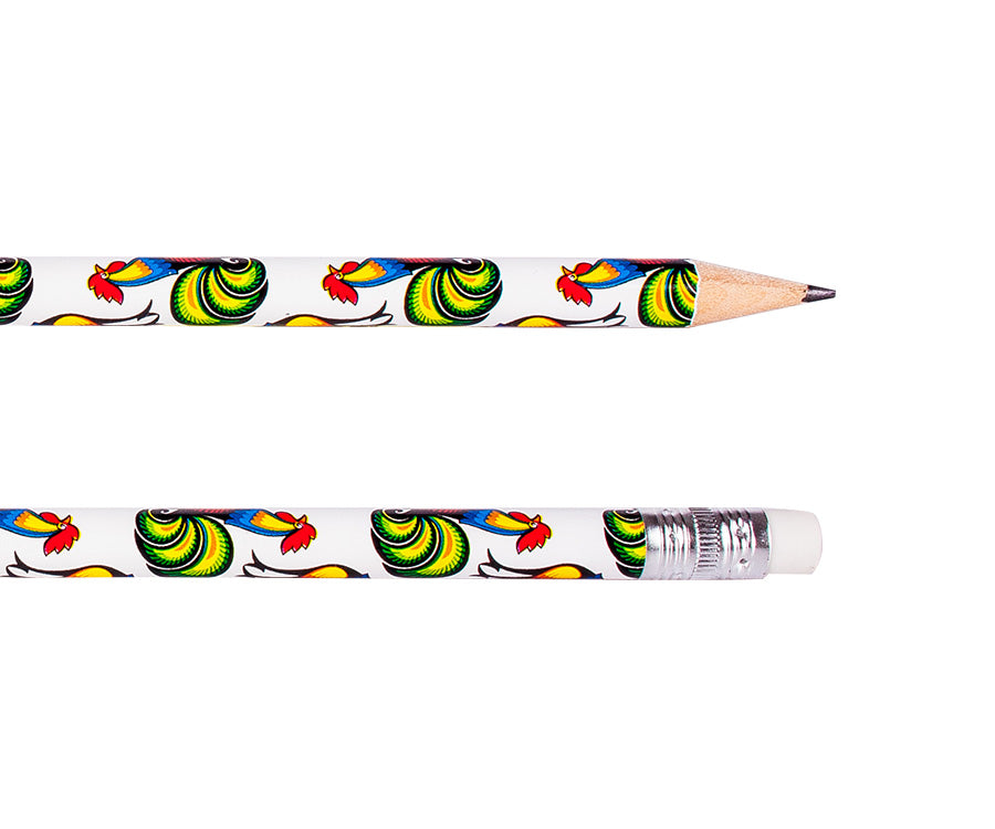 Pencils with Eraser Poland Folk Stylized Decorations Pencils with Vivid Colors and Interesting Compositions (Set of 9 Pencils)