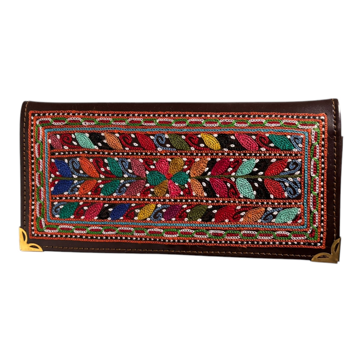 Authentic Balochi Sindhi Handmade Embroidered Mirror Work Leather Clutch Bag Wallets Beautiful Souvenir from Pakistan