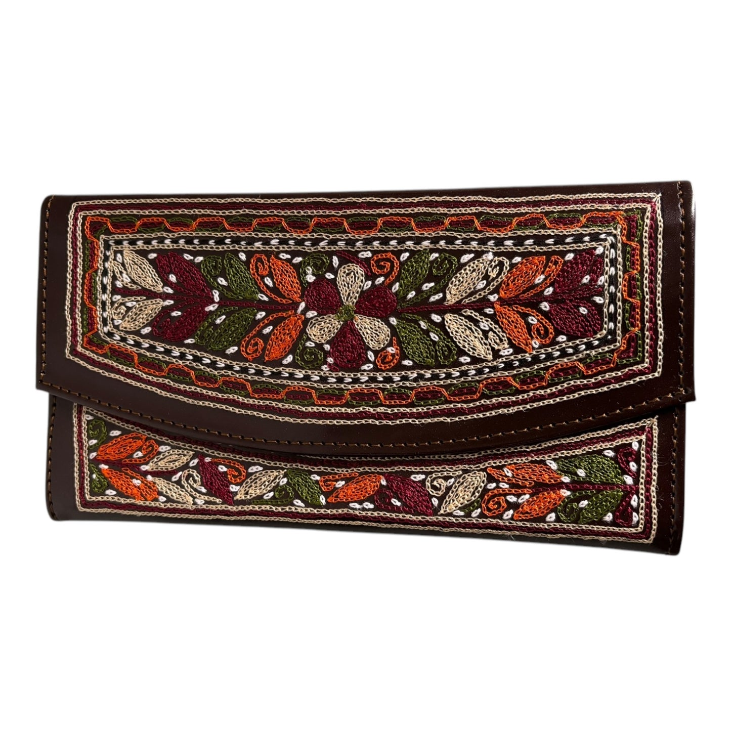 Authentic Balochi Sindhi Handmade Embroidered Mirror Work Leather Clutch Bag Wallets Beautiful Souvenir from Pakistan