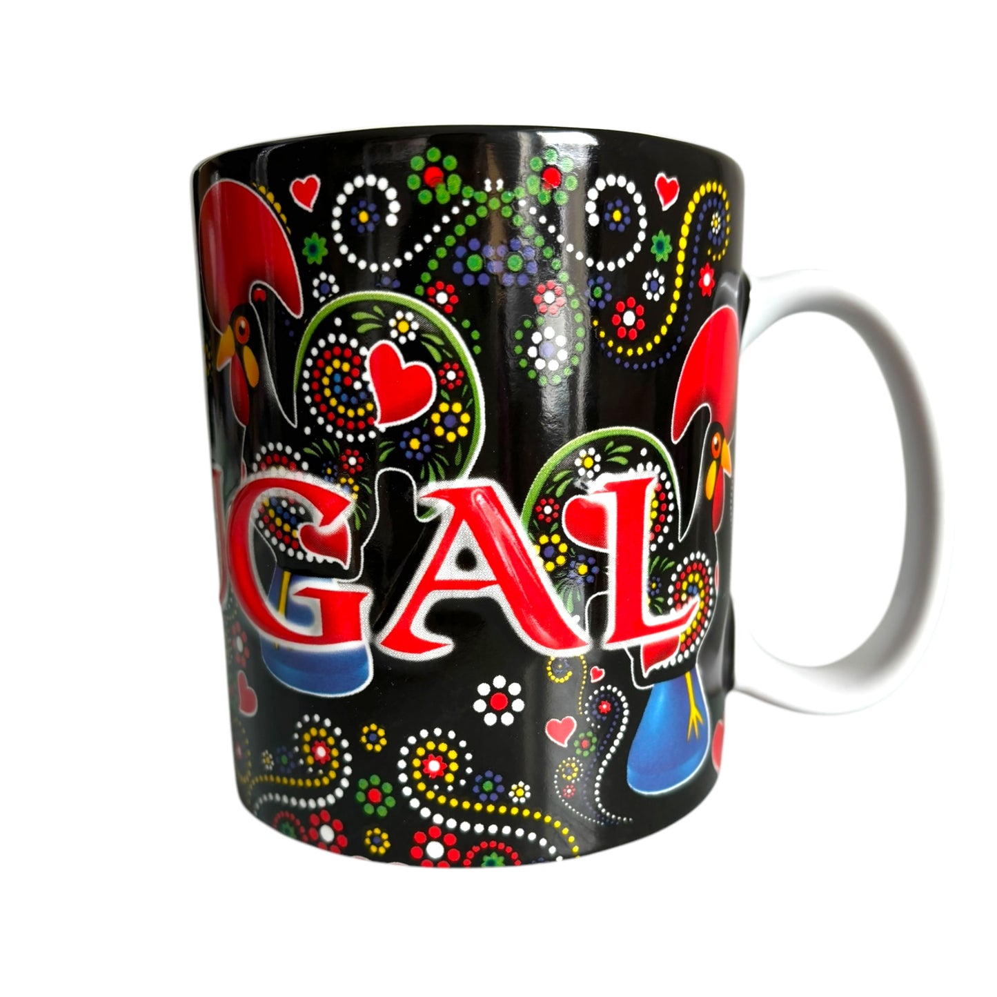 Portugal Azulejo Extra Big Coffee Mug with Embeded Letters - Portugese Pottery Ceramic Mugs - Beautiful Tourist Gift from Portugal (500 ml)