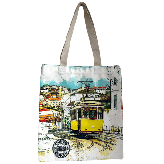 Portugese Traditional Symbols Tote Bags - Colorful Patterns Shopping Travel Hand Bags with Zipper & Sling - Souvenir from Portugal