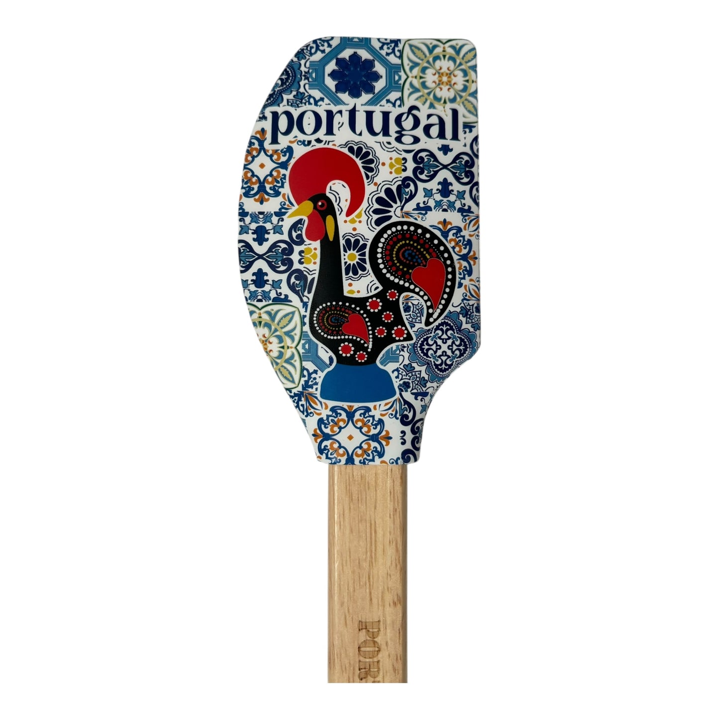 Portugal Azulejo Pattern Silicone Spatula: Wooden Handle Kitchen Decor