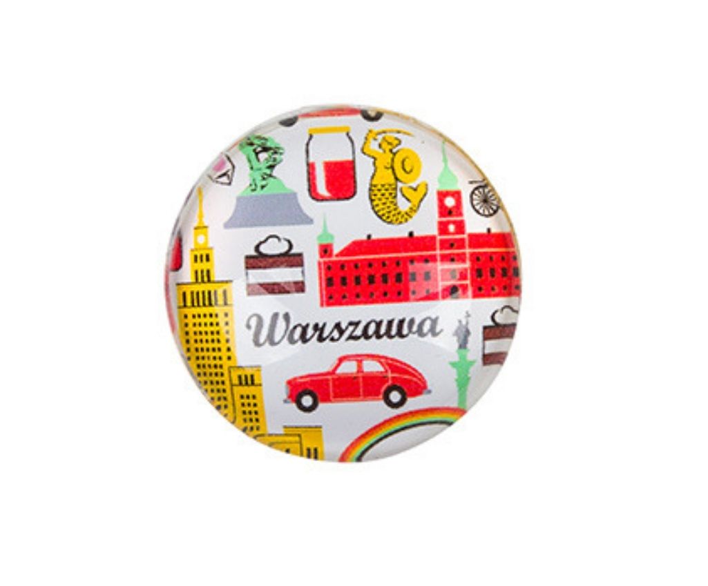 Round Glass & Ceramic Fridge Magnets Folk Patterns from Poland