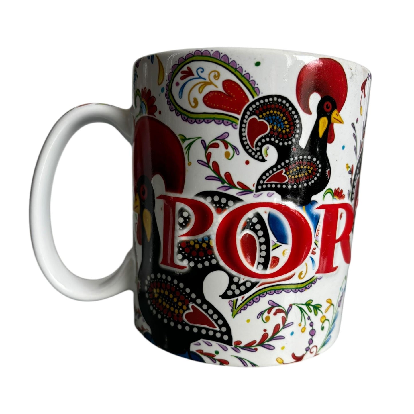 Portugal Azulejo Extra Big Coffee Mug with Embeded Letters - Portugese Pottery Ceramic Mugs - Beautiful Tourist Gift from Portugal (500 ml)