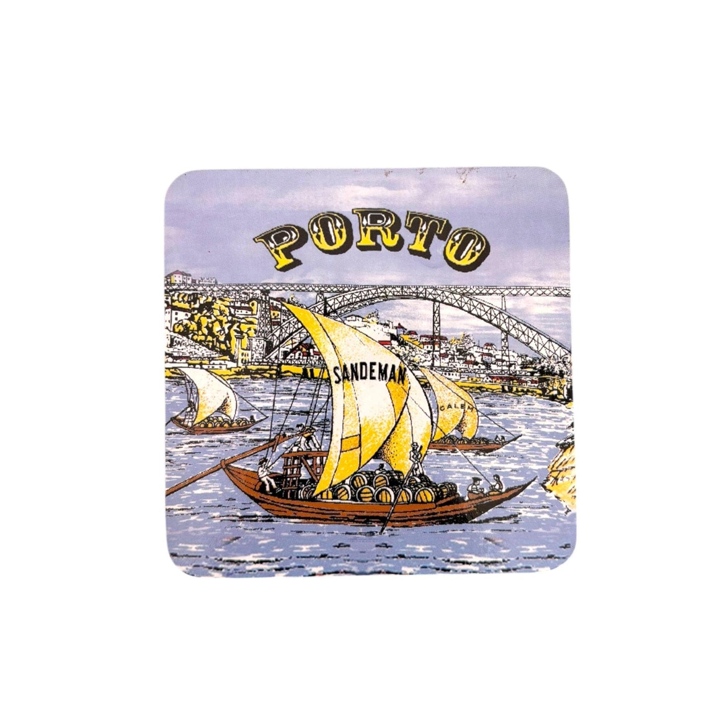 Cork Coffee Tea Square Coaster - Beautiful Monuments of Porto Portugal - Tourist Souvenir Gift from Portugal (Set of 6)