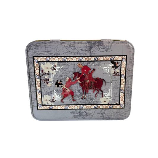 Ancient Historical Emperor Design Metal Tin Canister for Multi Purpose Storage - Beautiful Souvenir from Portugal