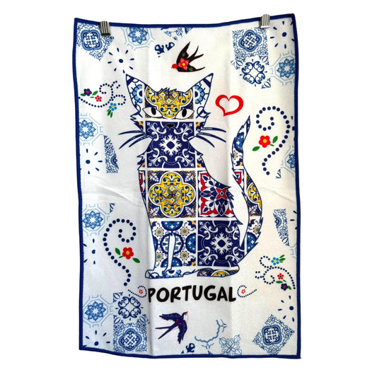 Kitchen Towels with Portuguese Monuments & Traditional Pattern : 100% Cotton , Traveler Gift Souvenir from Portugal