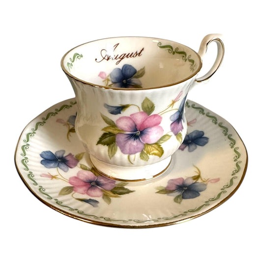 Floral Birth Wedding Month Expresso Coffee Cup with Saucer - Kitchen Table Decoration Souvenir from Portugal