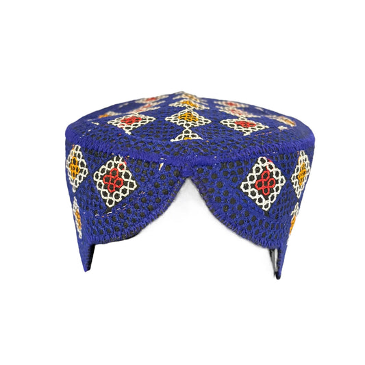 Sindhi Balochi Kufi Sufi Artist Topi - Trendy Unisex Hat - Handmade Embroidery Front Cut Cap - Dice Pattern - (55 to 57 cm)