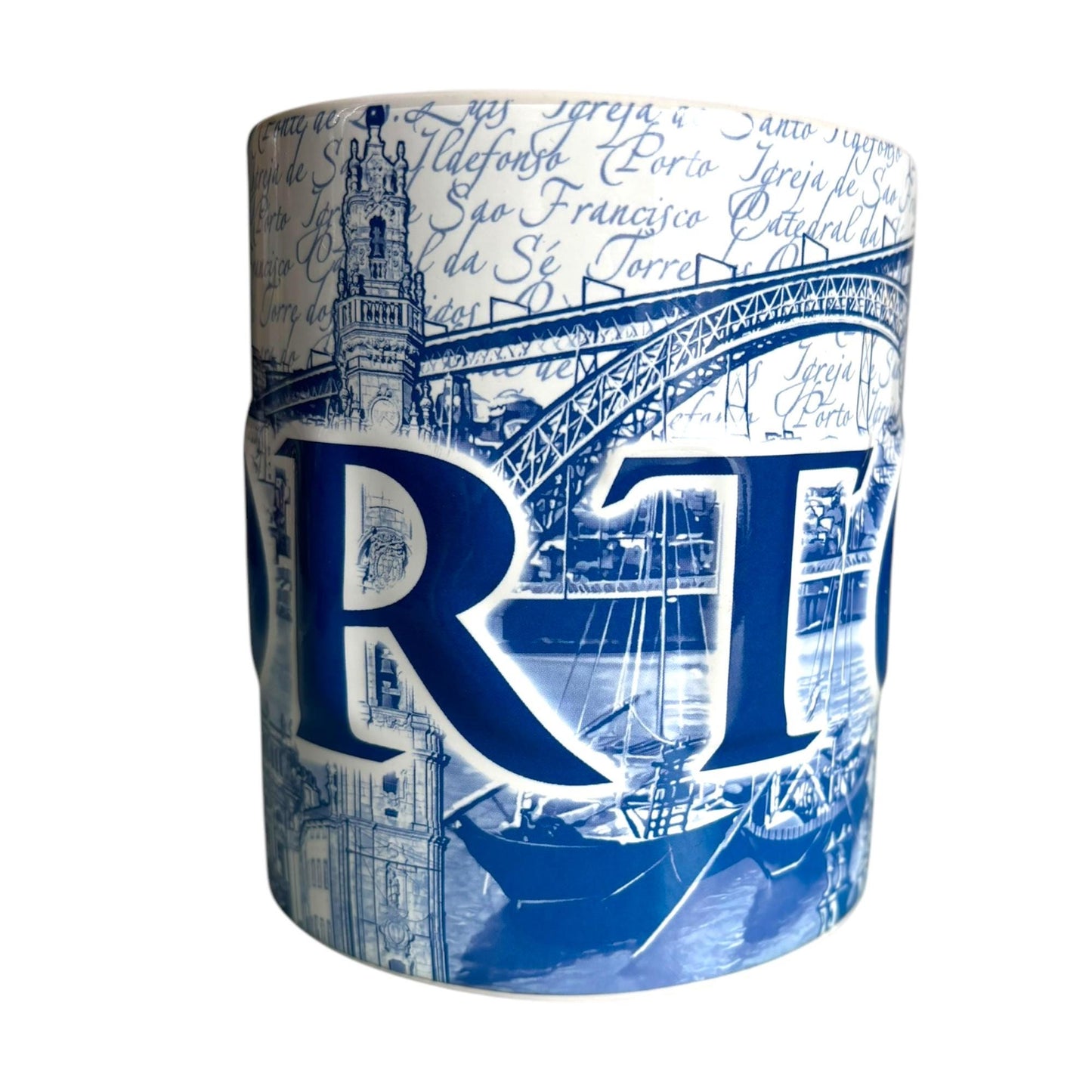 Portugal Azulejo Extra Big Coffee Mug with Embeded Letters - Portugese Pottery Ceramic Mugs - Beautiful Tourist Gift from Portugal (500 ml)