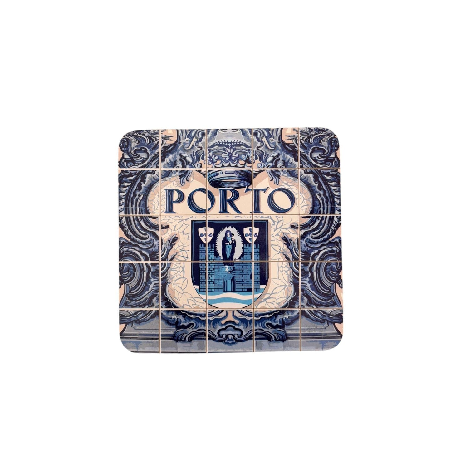 Cork Coffee Tea Square Coaster - Beautiful Monuments of Porto Portugal - Tourist Souvenir Gift from Portugal (Set of 6)