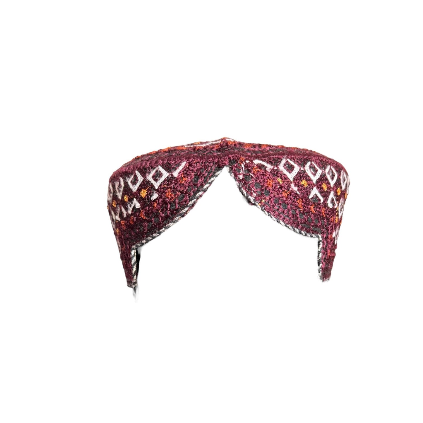 Sindhi Balochi Kufi Sufi Artist Topi - Trendy Hat - Handmade Embroidery Front Cut Cap - Diamond Gold Pattern - (55 to 57 cm)