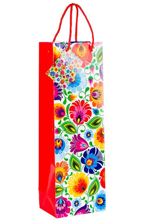 Paper Gift Bags with Small Greeting Card with Polish Folk Art Designs , Shopping Bags for Parties, Memorable Tourist Gift