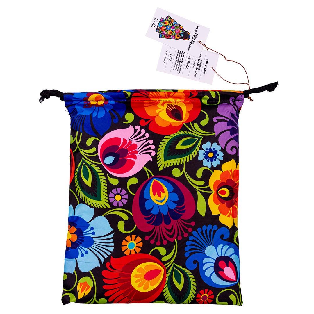 Floral Raincoat with Hoodie, Waterproof, Windproof, Snow Proof, Packed in Bag with Poland Folk Designs