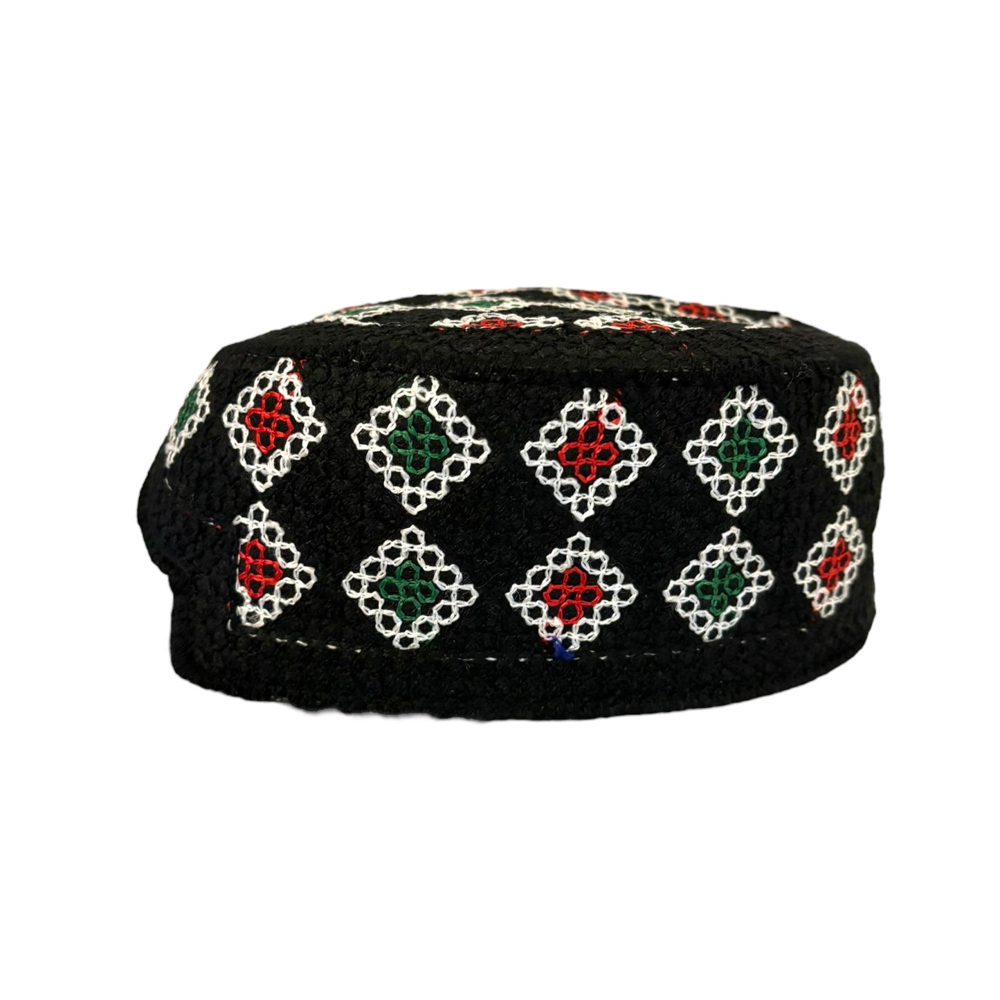 Sindhi Balochi Kufi Sufi Artist Topi - Trendy Unisex Hat - Handmade Embroidery Front Cut Cap - Dice Pattern - (55 to 57 cm)