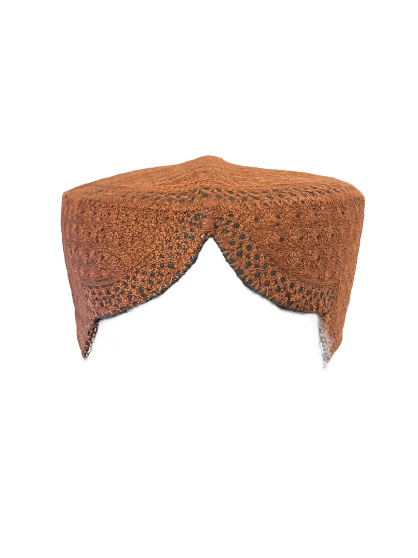 Sindhi Kufi Sufi Artist Topi Front Cut - Trendy Traditional Vibrant Hat - Handmade Embroidery Front Cut Cap Plain Colors - (56 to 58 cm)