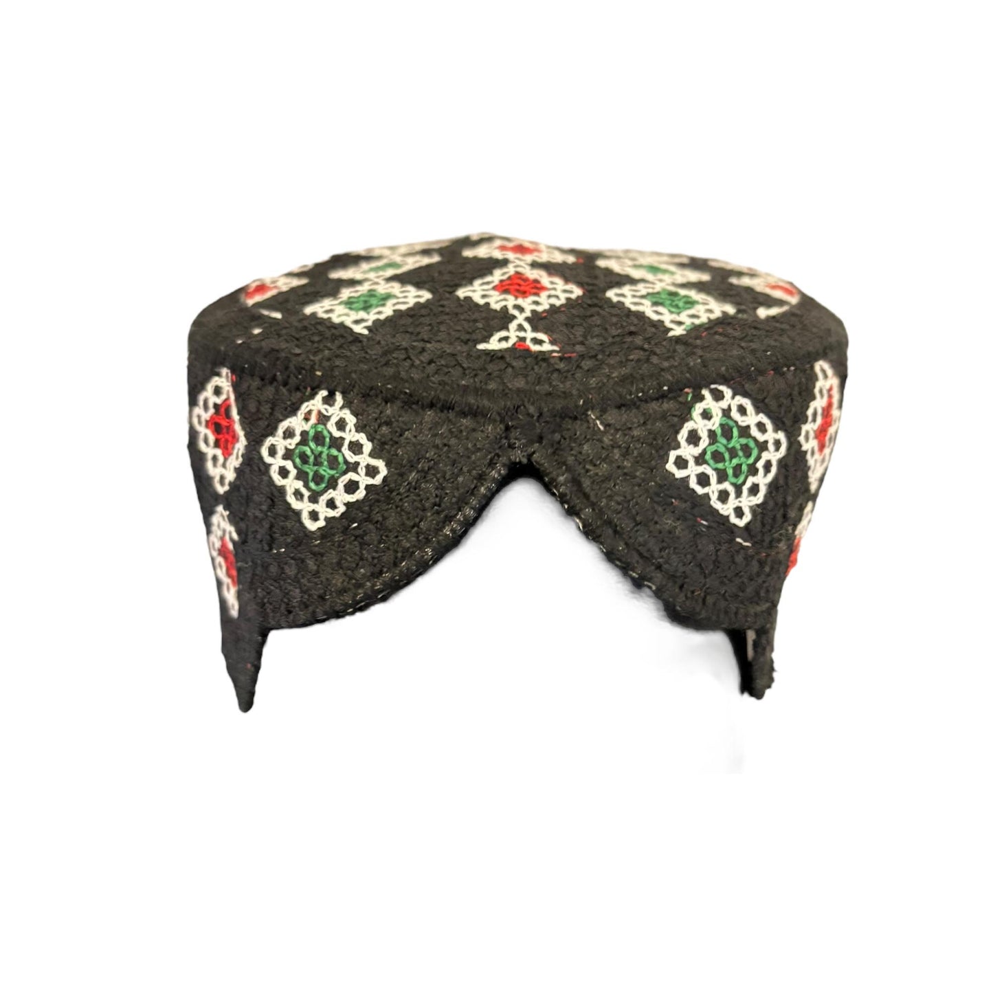 Sindhi Balochi Kufi Sufi Artist Topi - Trendy Unisex Hat - Handmade Embroidery Front Cut Cap - Dice Pattern - (55 to 57 cm)