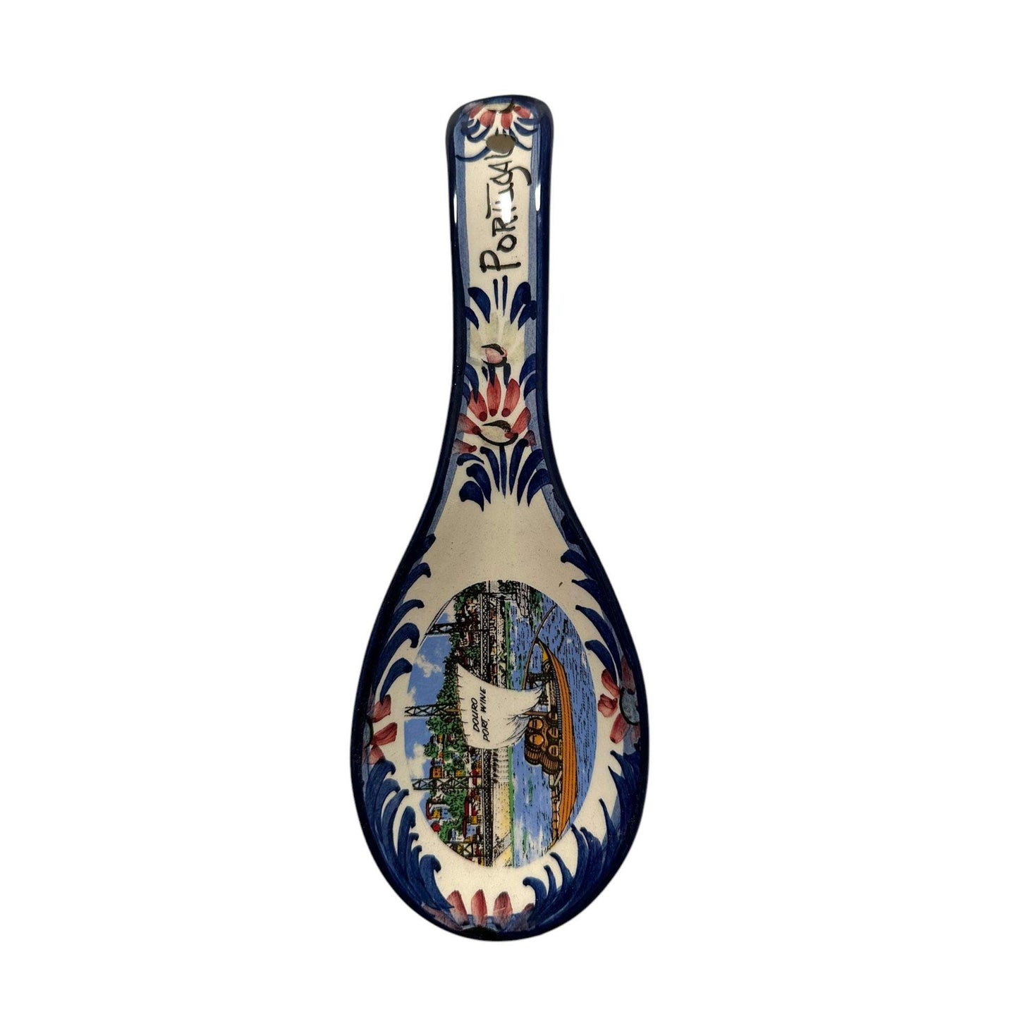 Portugese Pottery Hand Painted Spoon - Ceramic Kitchen Serving Spoon or Wall Hanging Decoration