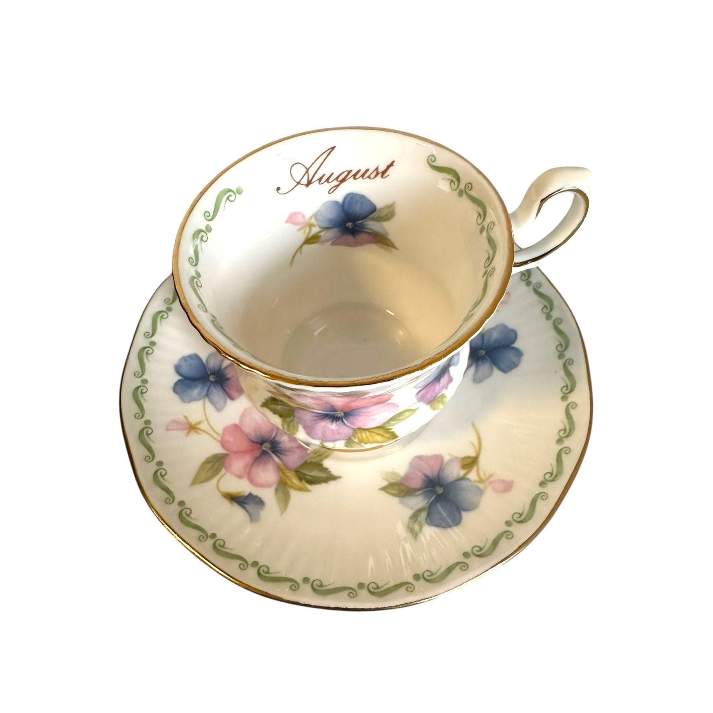 Floral Birth Wedding Month Expresso Coffee Cup with Saucer - Kitchen Table Decoration Souvenir from Portugal