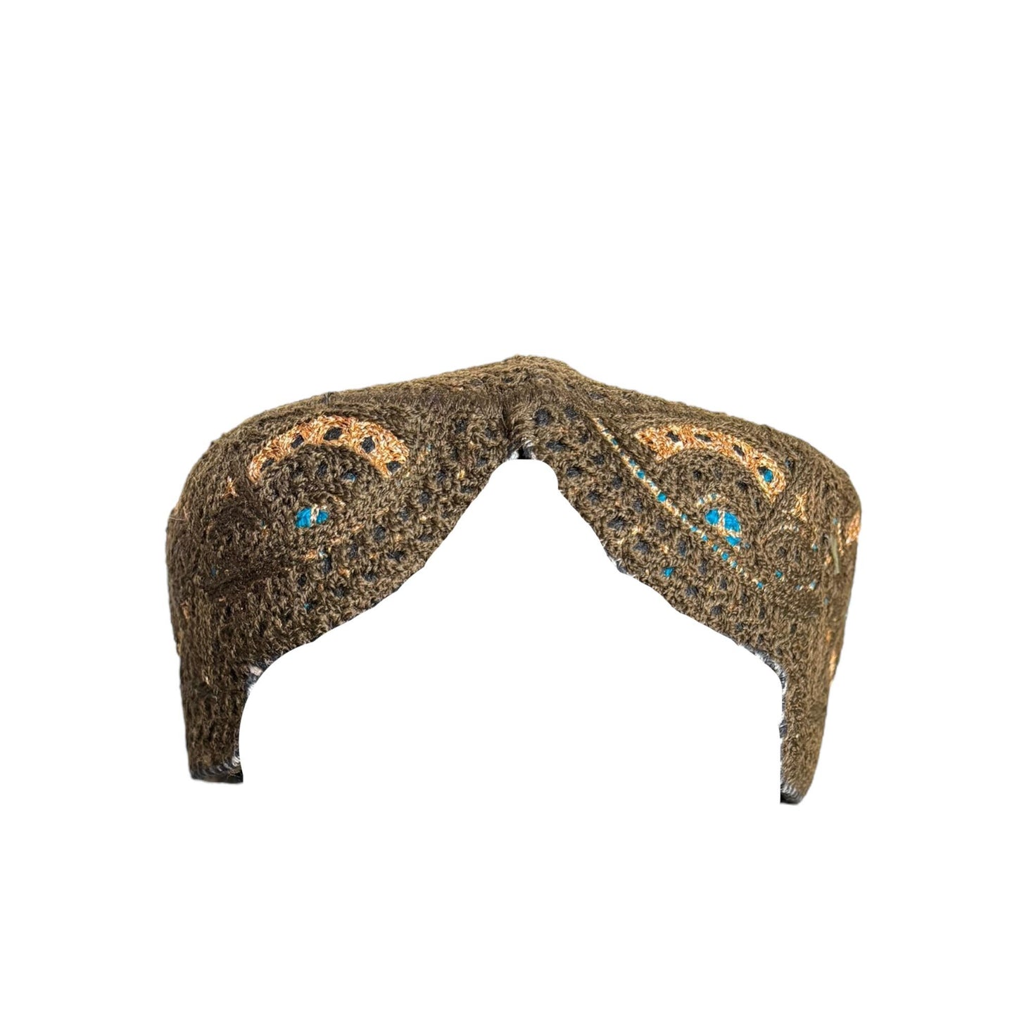 Sindhi Kufi Sufi Artist Topi - Trendy Unisex Hat - Handmade Embroidery Front Cut Cap - Golden Arch Pattern - (55 to 58 cm)