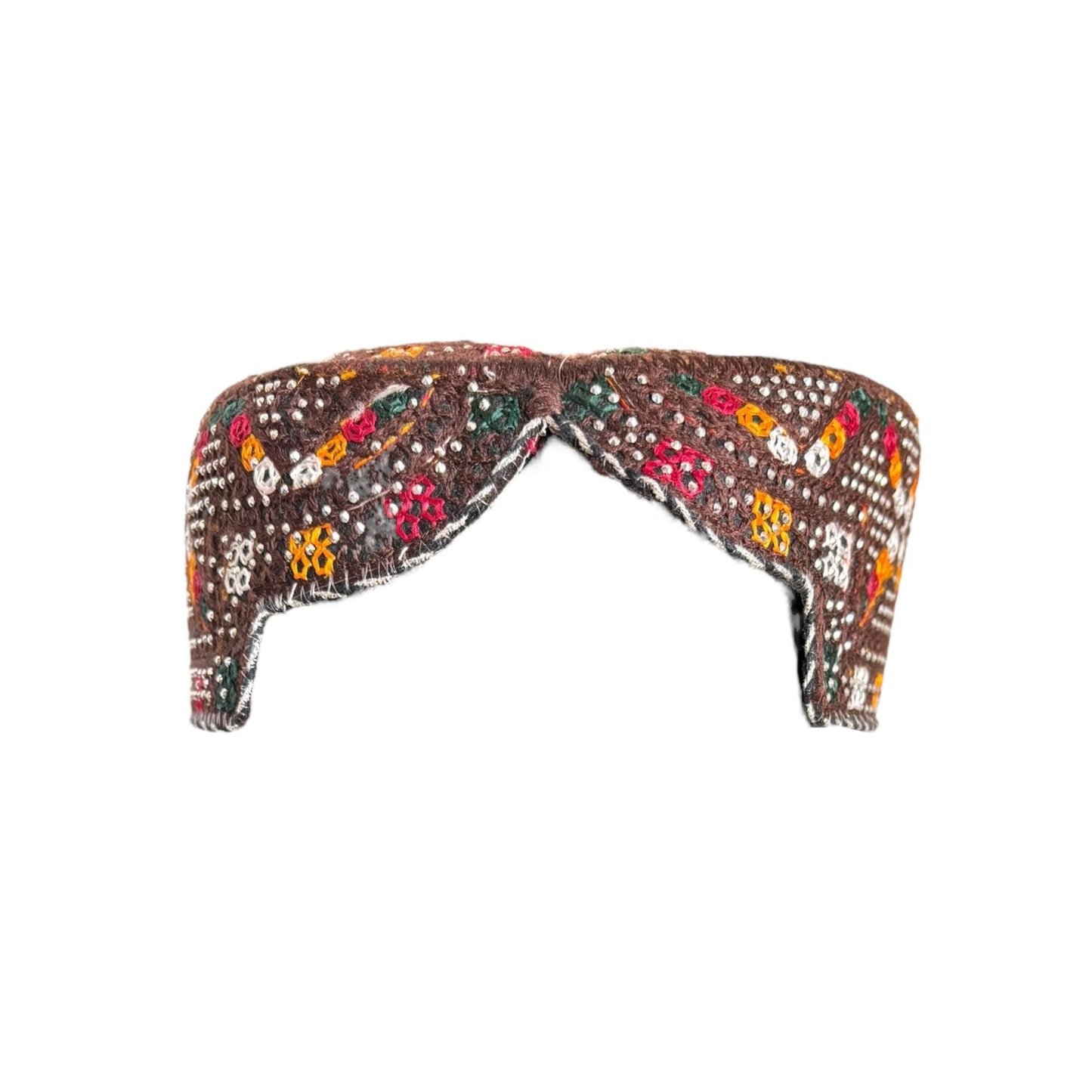 Sindhi Kufi Sufi Artist Topi - Trendy Vibrant Hat - Handmade Embroidery Front Cut Cap - Square with Sequence Work - (55 to 57 cm)