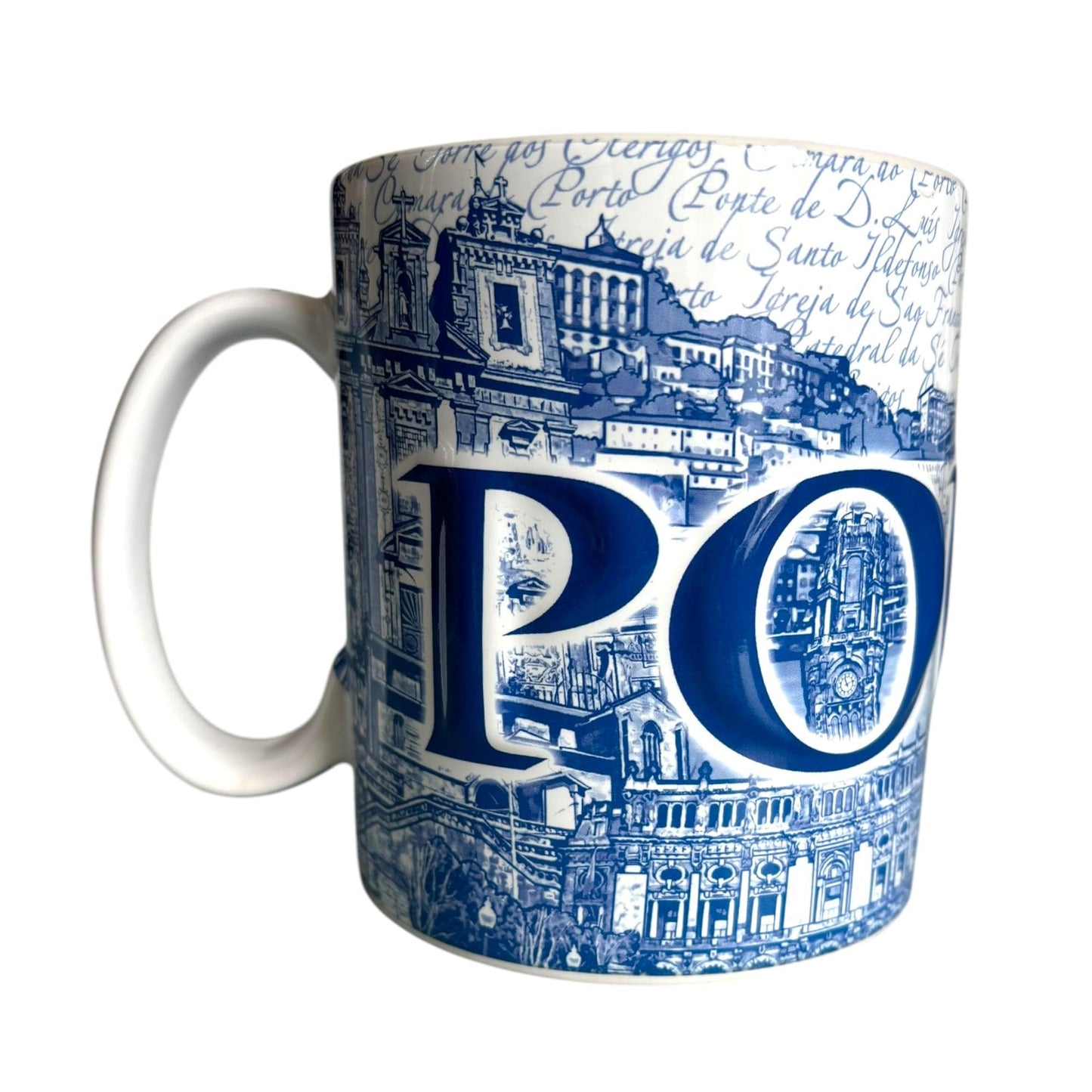 Portugal Azulejo Extra Big Coffee Mug with Embeded Letters - Portugese Pottery Ceramic Mugs - Beautiful Tourist Gift from Portugal (500 ml)