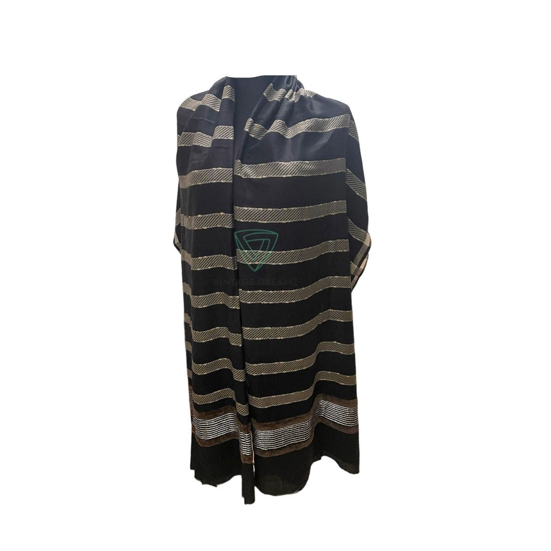 Woolen Shawls With Velvet Patch - Large Scarf for Women's & Girls ( L 82 x W 41 Inch )