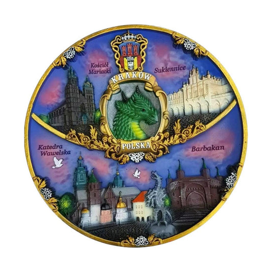 Krakow Ceramic Decorative Plate with Stand Vintage Style (20cm)