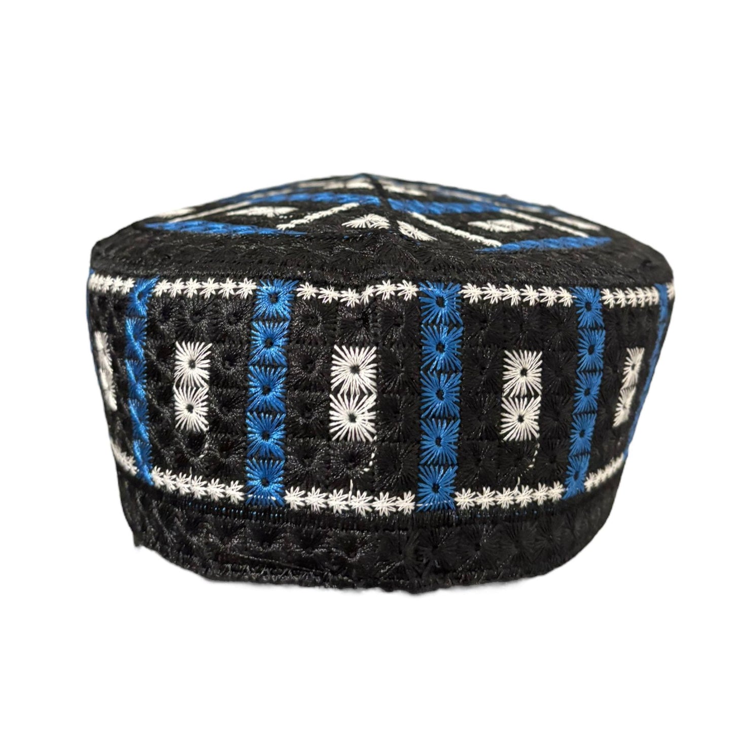 Turkish Kufi Sufi Artist Sindhi Balochi Topi - Trendy Colorful Topi - Handmade Embroidery Round Hat with Tiny Holes (Size 58 cm)
